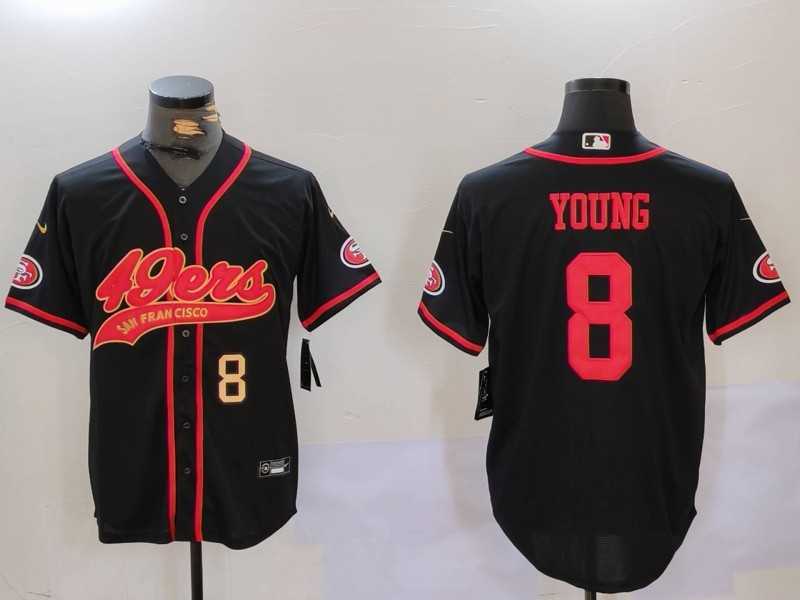 Men%27s San Francisco 49ers #8 Steve Young Black With Patch Cool Base Stitched Baseball Jersey->san francisco 49ers->NFL Jersey